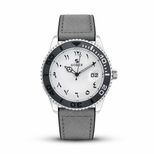 SOBER Arabic Dial Men's Diver Watch with Leather-Rubber Hybrid SOBER Eastern Heritage Quartz Watch