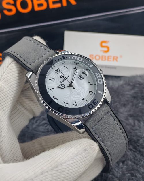 SOBER Arabic Dial Men's Diver Watch with Leather-Rubber Hybrid Strap SOBER Eastern Heritage Quartz Watch
